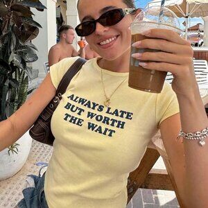NEW $5 TIKTOK ALWAYS LATE BABY TEE MUST GO TODAY Size M